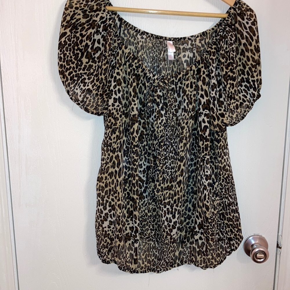 Animal print top see through with tie